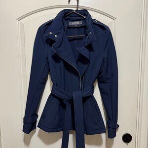 Jacket - Kenneth Cole Reaction Navy Blue Trench Coat Size Medium